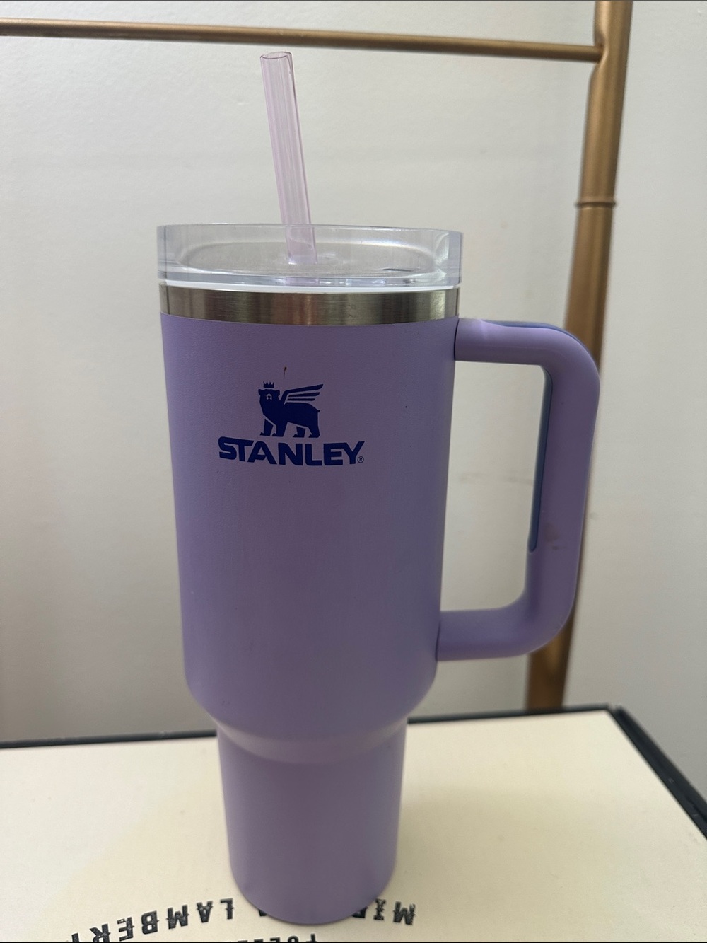 Stanley Purple Travel Mug with Handle and Clear Lid 40 oz